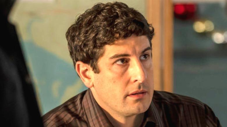 American Pie's Jason Biggs screams as he tries labour simulator