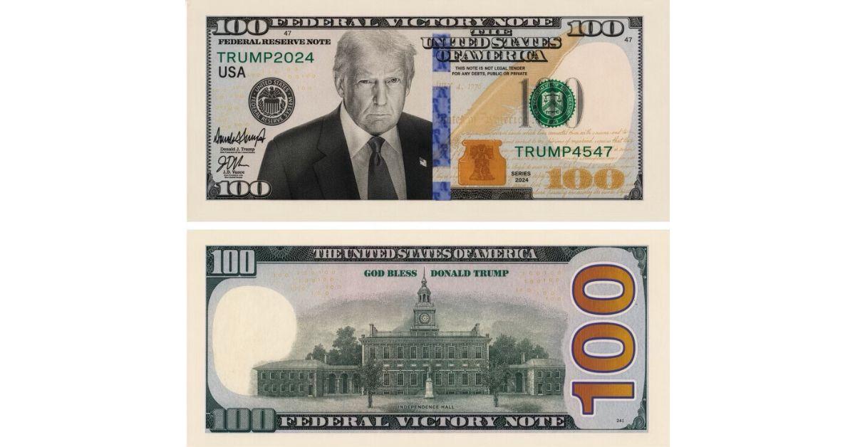 Donald Trump's face on a 100 dollar bill. 