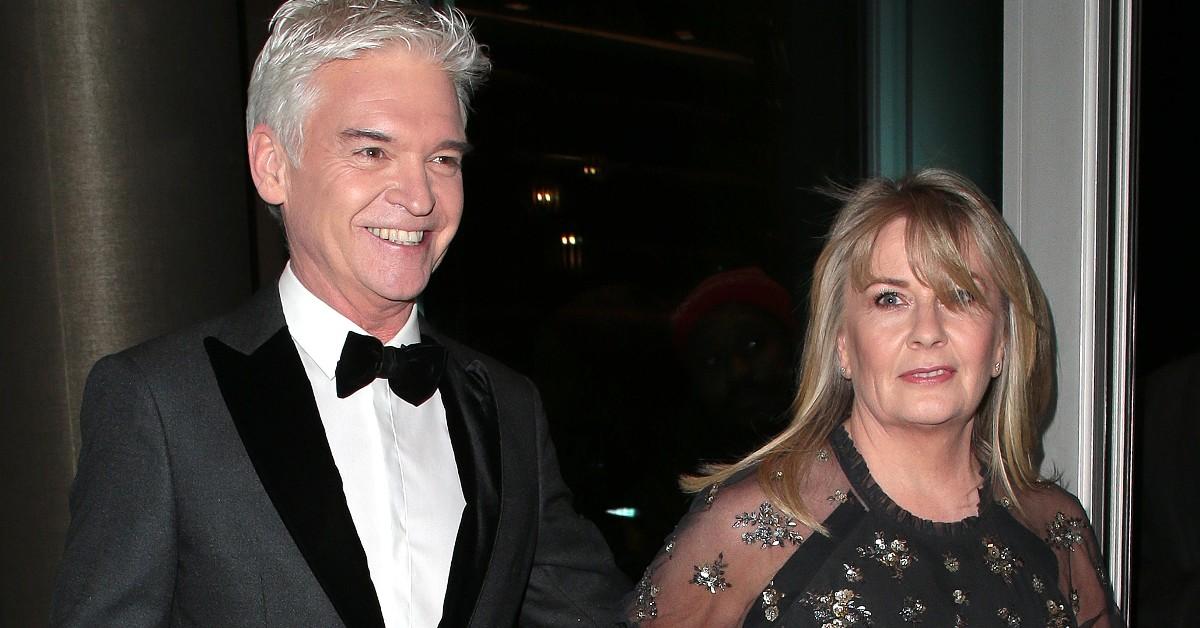 (L-R) Phillip Schofield and Stephanie Lowe in black tie finery at an event in London in 2019 