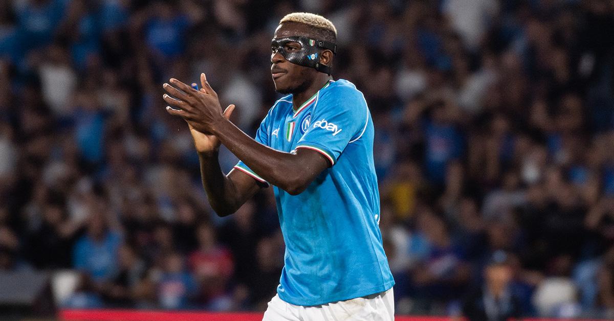 Victor Osimhen clapping during a Napoli match. 