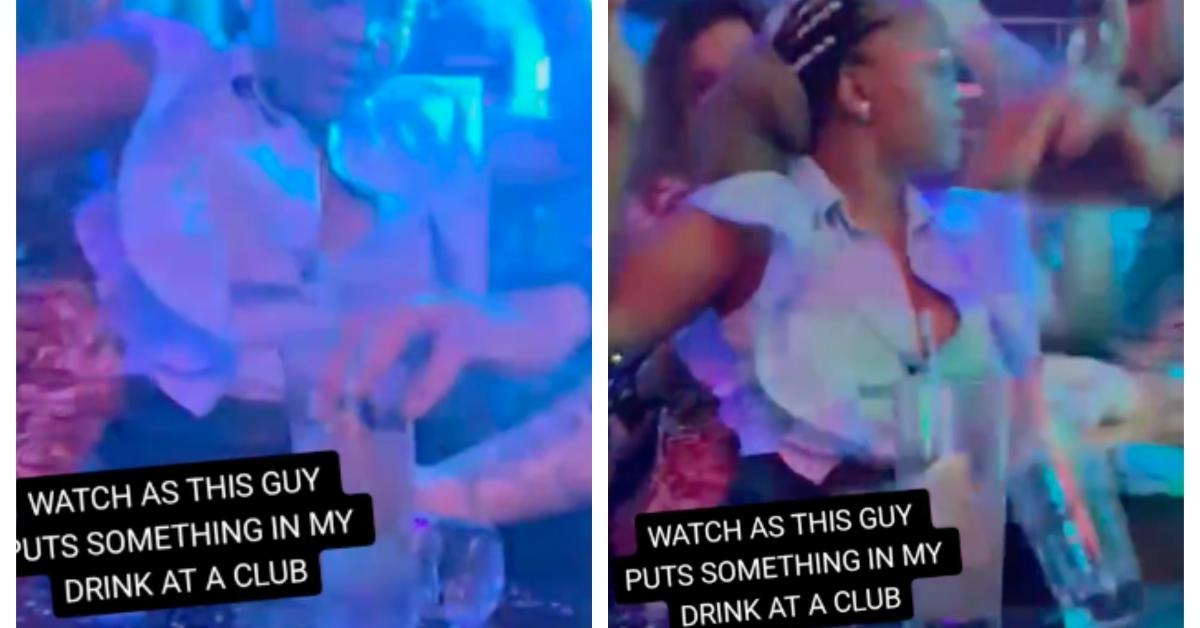 guy at club slips something into woman's drink on tiktok