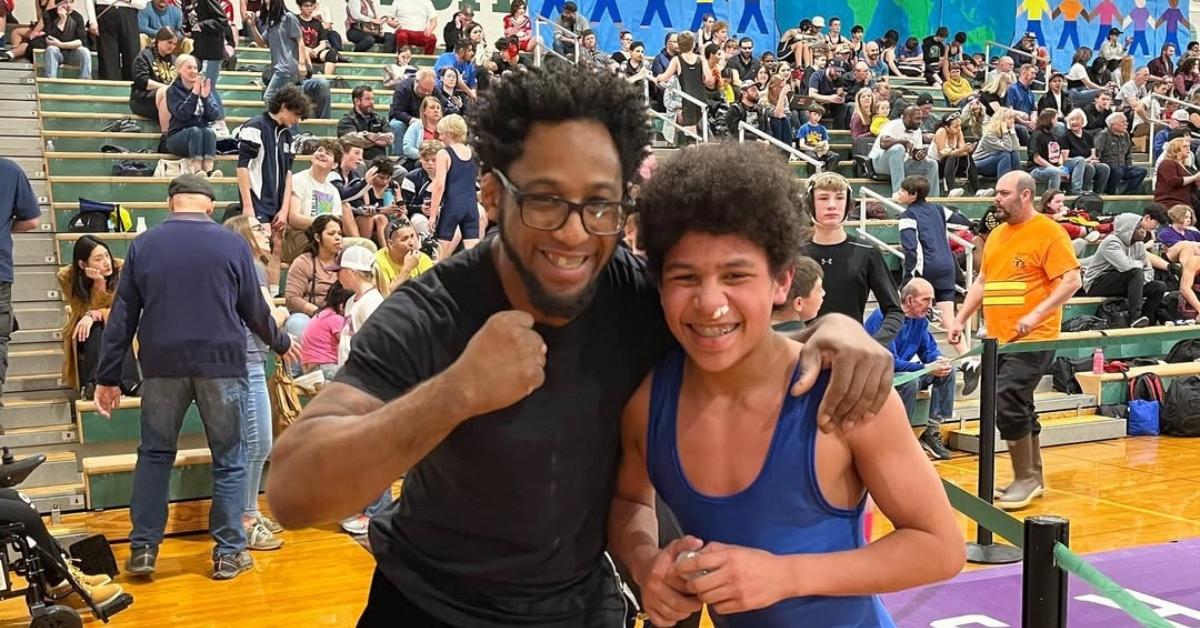 (l-r): Phoenix Jones and his son