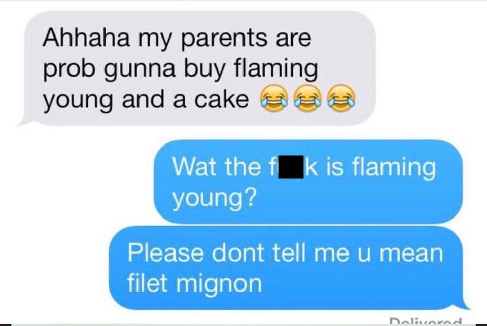 word misunderstanding flaming young