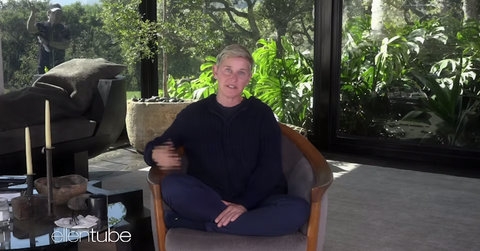 why is andy outside on ellen