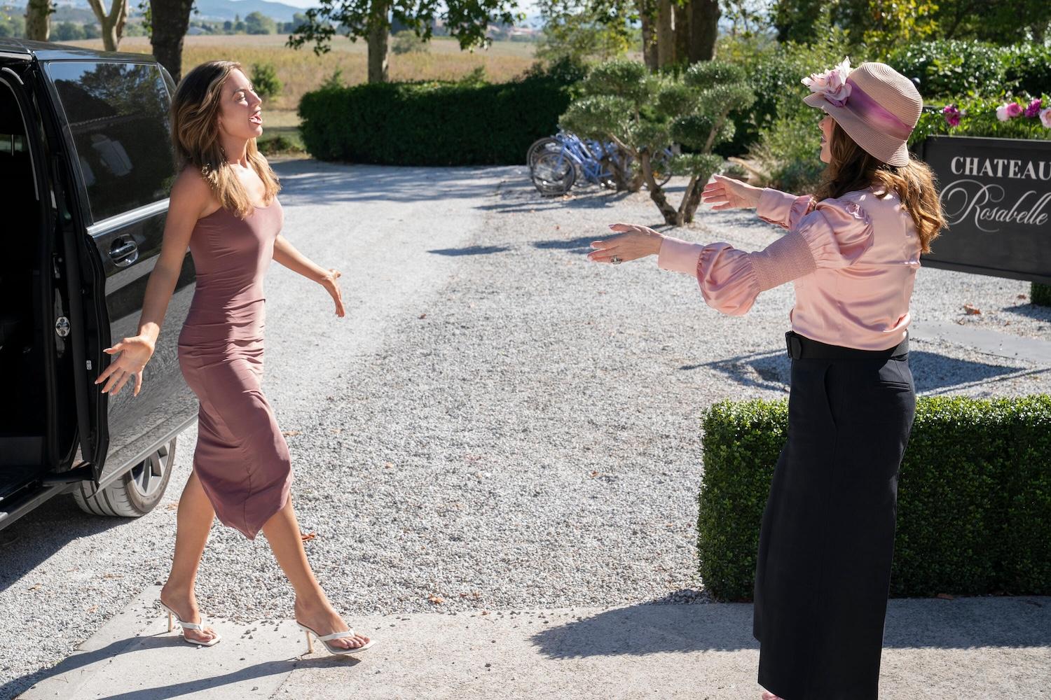 Lisa Vanderpump greets new server Nikki Millman who has just arrived at Chateau Rosabelle