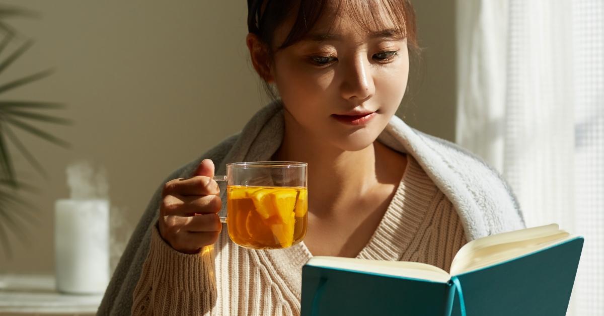 Woman reading books