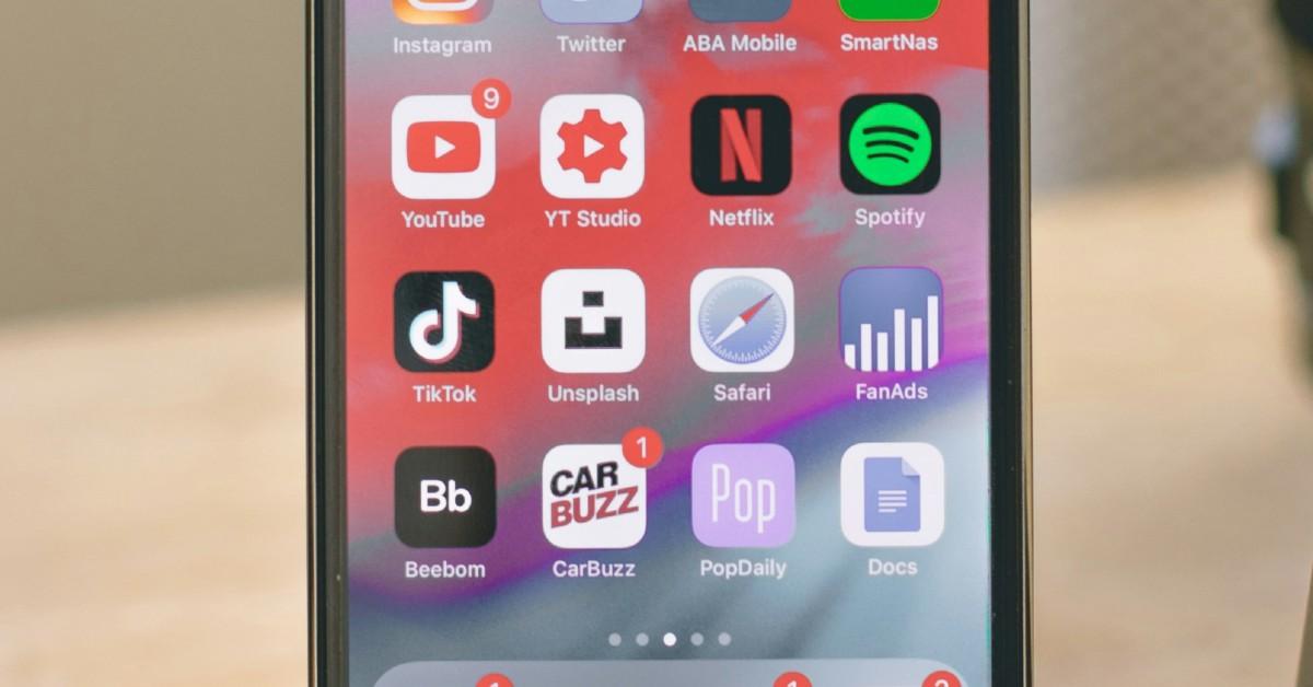 Smartphone of apps including the TikTok app 