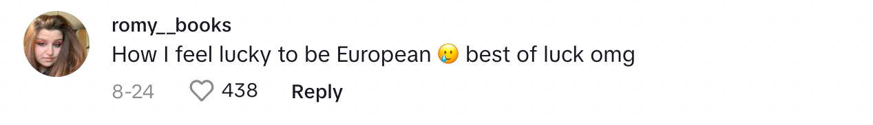 A commenter saying that it's good to be European