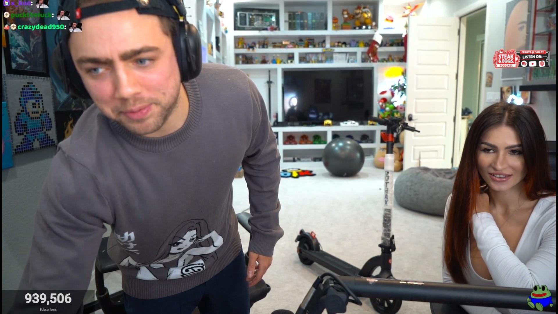 Twitch streamer Mizkif interacting with viewers during stream.