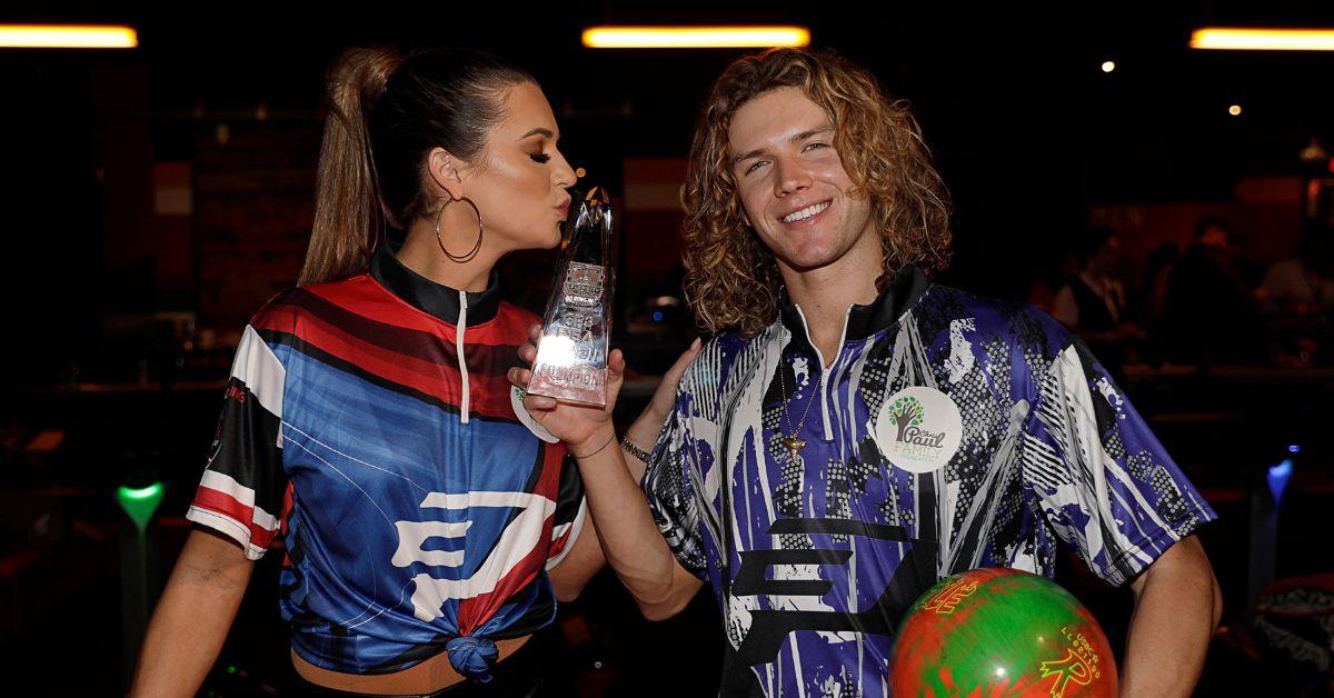 Tyler Crispen and Angela Rummans at a bowling competition.