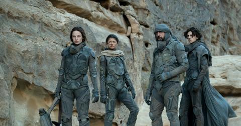 Rebecca Ferguson, Zendaya, Javier Bardem, and Timothée Chalamet in 'Dune'
