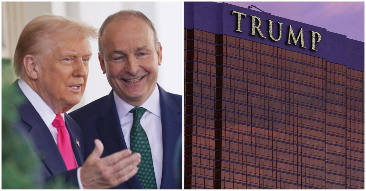 Irish Taoiseach Micheal Martin during a meeting with United States President Donald Trump 