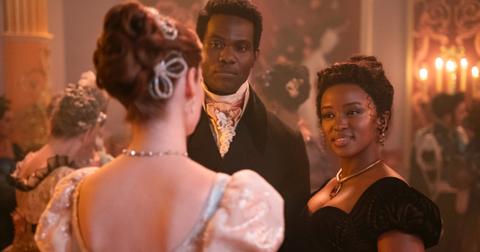 John Stirling introduces his new wife, Francesca Bridgerton, to his cousin, Michaela Stirling.