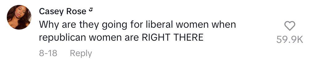 Comment on TikTok of woman saying young men lie about who they voted for to date.