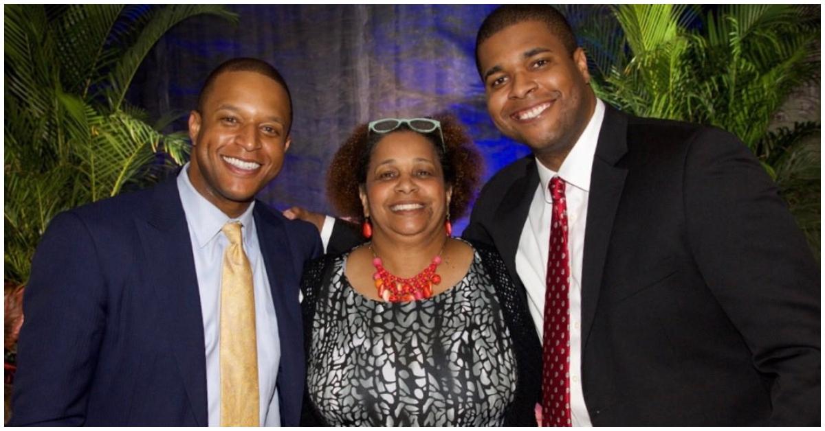 (l-r): Craig Melvin with his mom and his brother