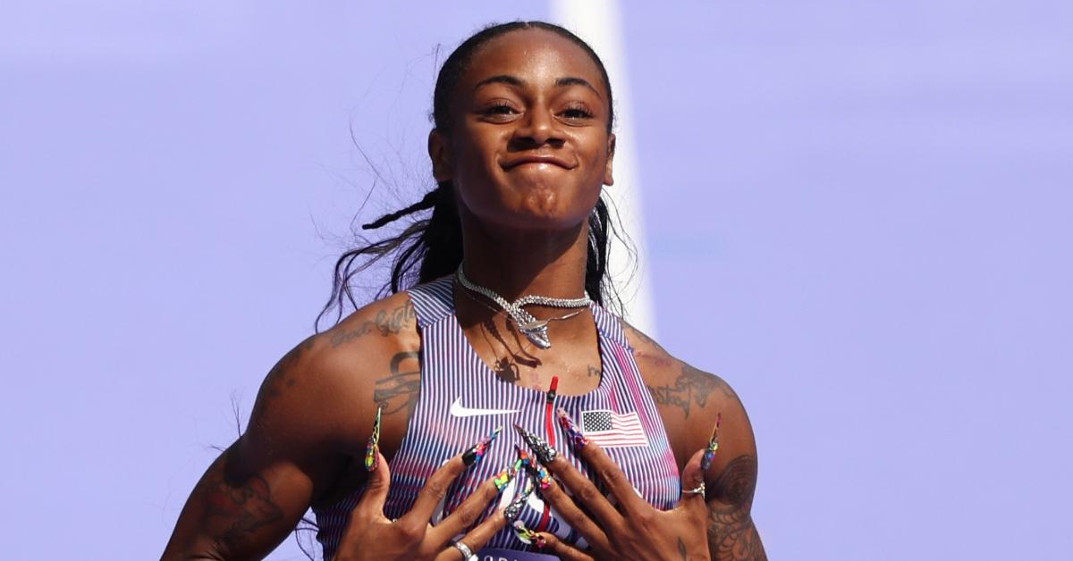 Sha'carri Richardson of Team United States celebrates during the Women's 100m