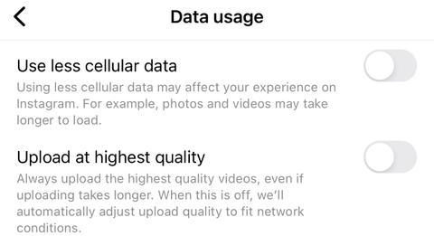 Data usage settings