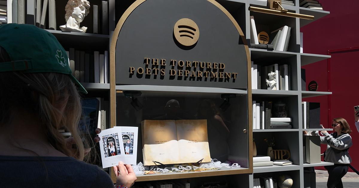 Spotify's 'Tortured Poets Department' pop-up at the Grove in Los Angeles. 