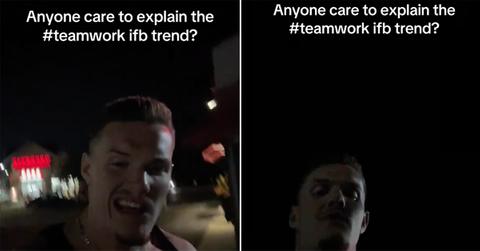 A man posting a video asking about the Teamwork IFB trend.