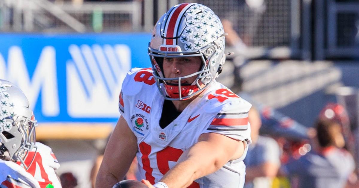 Ohio State helmet covered in stickers