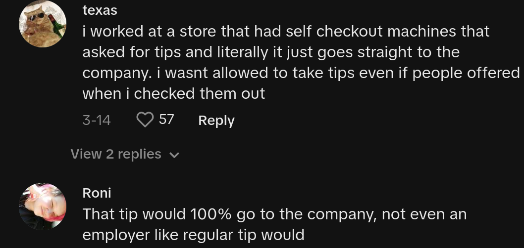 self checkout tipping request