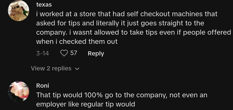 self checkout tipping request