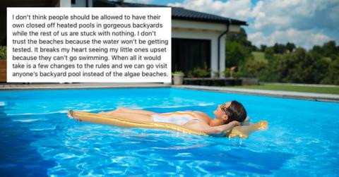 An anonymous person claims private swimming pools are bad, adding that people should not be allowed to have one in their backyard.