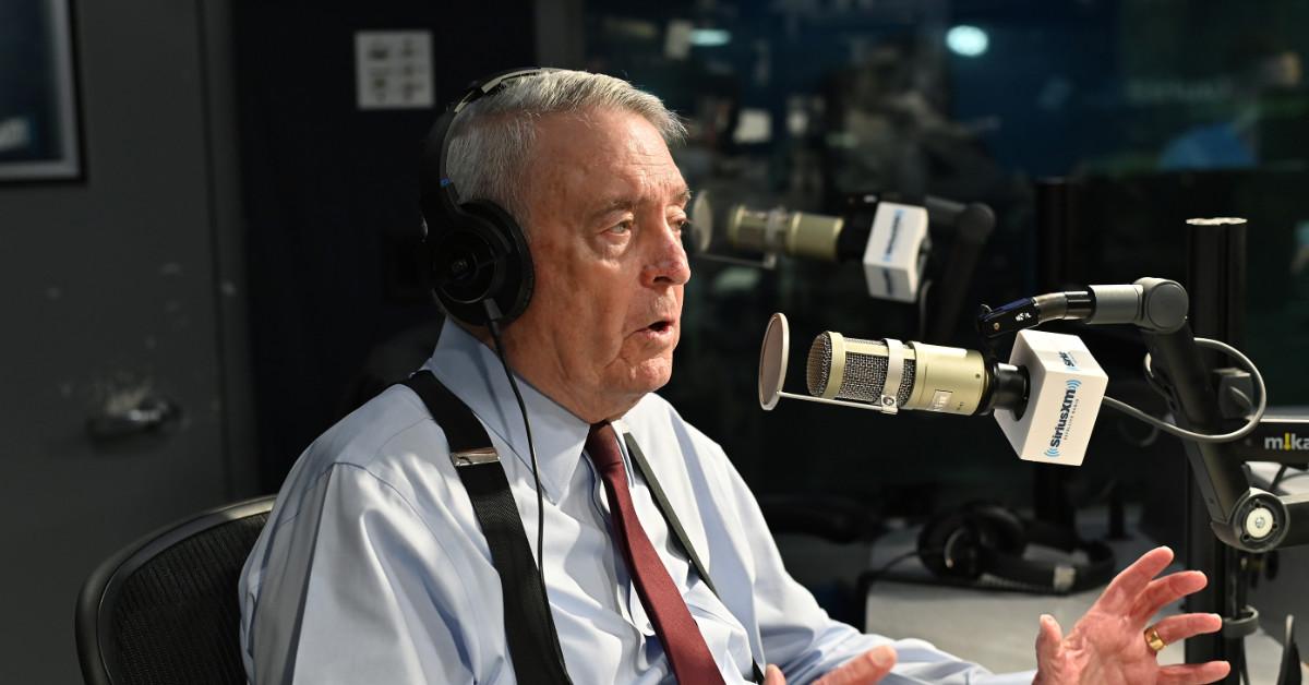 Dan Rather visits SiriusXM's POTUS Politics with host Dan Abrams at SiriusXM Studios on May 16, 2019, in New York City