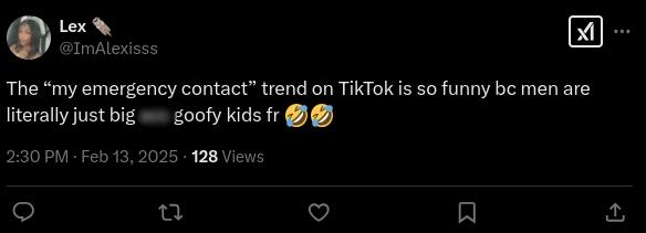 Tweet about emergency contact trend on tiktok