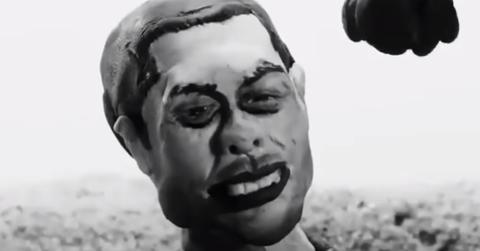 A clay figure of Pete Davidson in Kanye's music video.