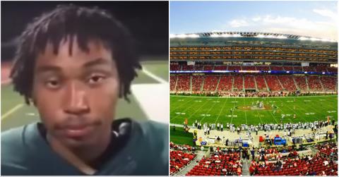 Shane Tamura old football photo on the nfl field