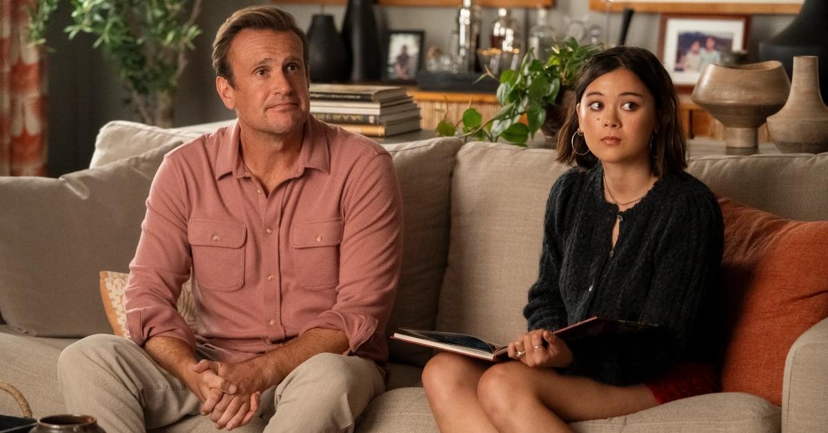 Jimmy and Alice sit on a couch together in Shrinking.