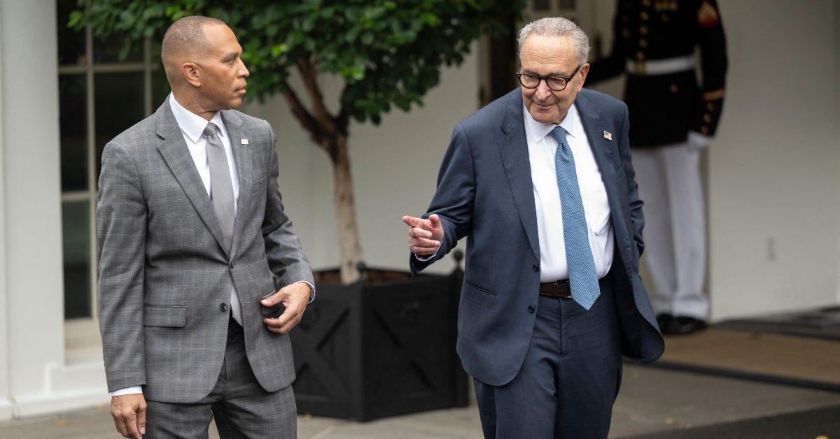 Democratic leaders meet to discuss government shutdown in 2025.