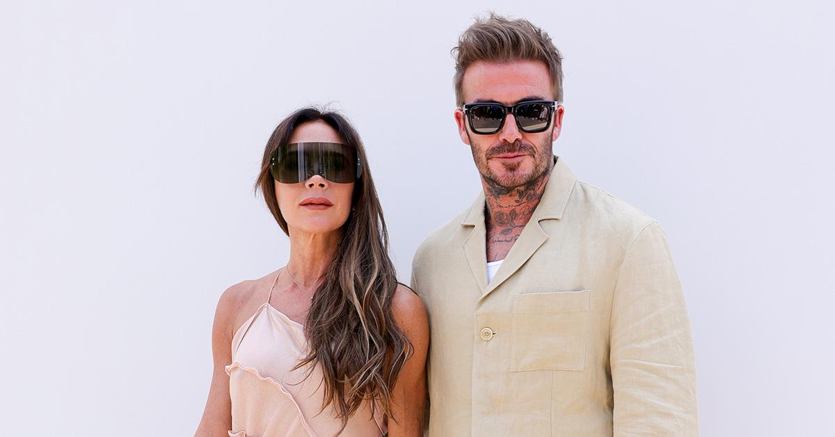 David and Victoria Beckham at "Le Chouchou" Jacquemus' Fashion Show. 