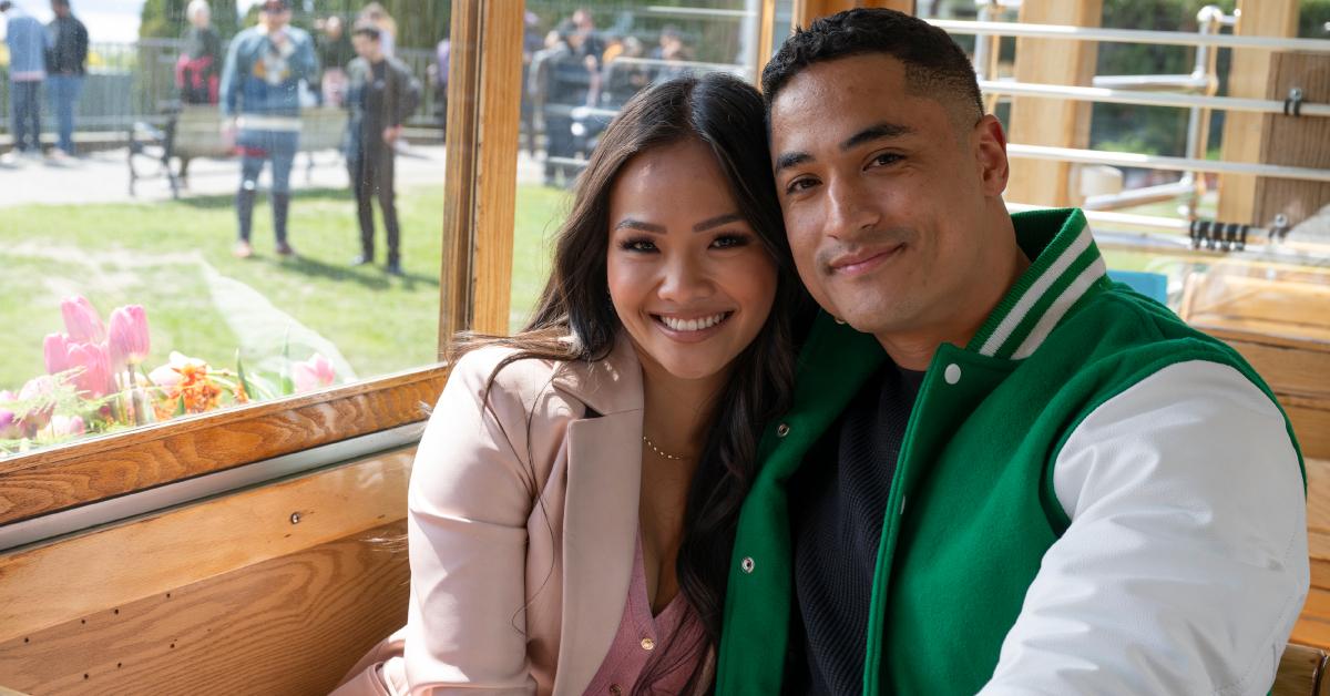 Jenn and Marcus smile for a photo during their 'Wicked'-themed date on 'The Bachelorette.'