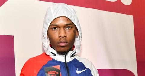 Lud Foe wears Nike track jacket at the BET Awards.