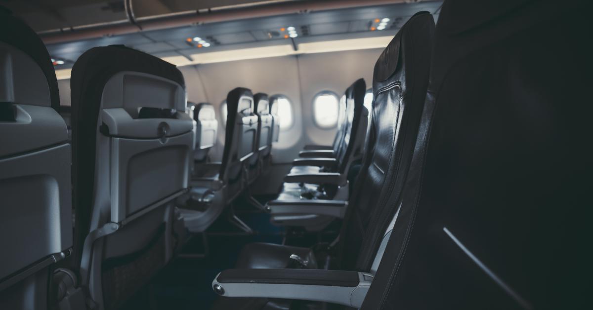 A row of airplane seats.