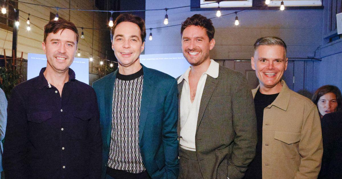  James Woolley, Jim Parsons, Ben Aldridge, and 'Spoiler Alert' executive producer Michael Ausiello at the movie's premiere. 