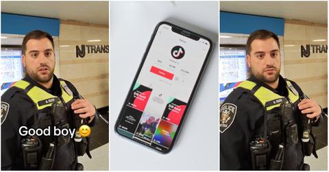 Viral video of guy telling police officer "good boy."