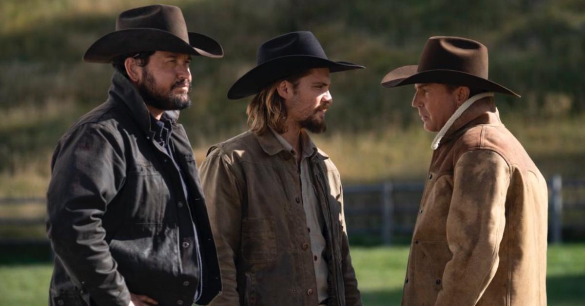 John Dutton, Kayce Dutton, and Rip Wheeler in 'Yellowstone.'