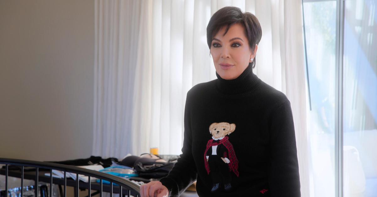 Kris Jenner wearing a vampire teddy bear black sweater in Season 5 of 'The Kardashians'