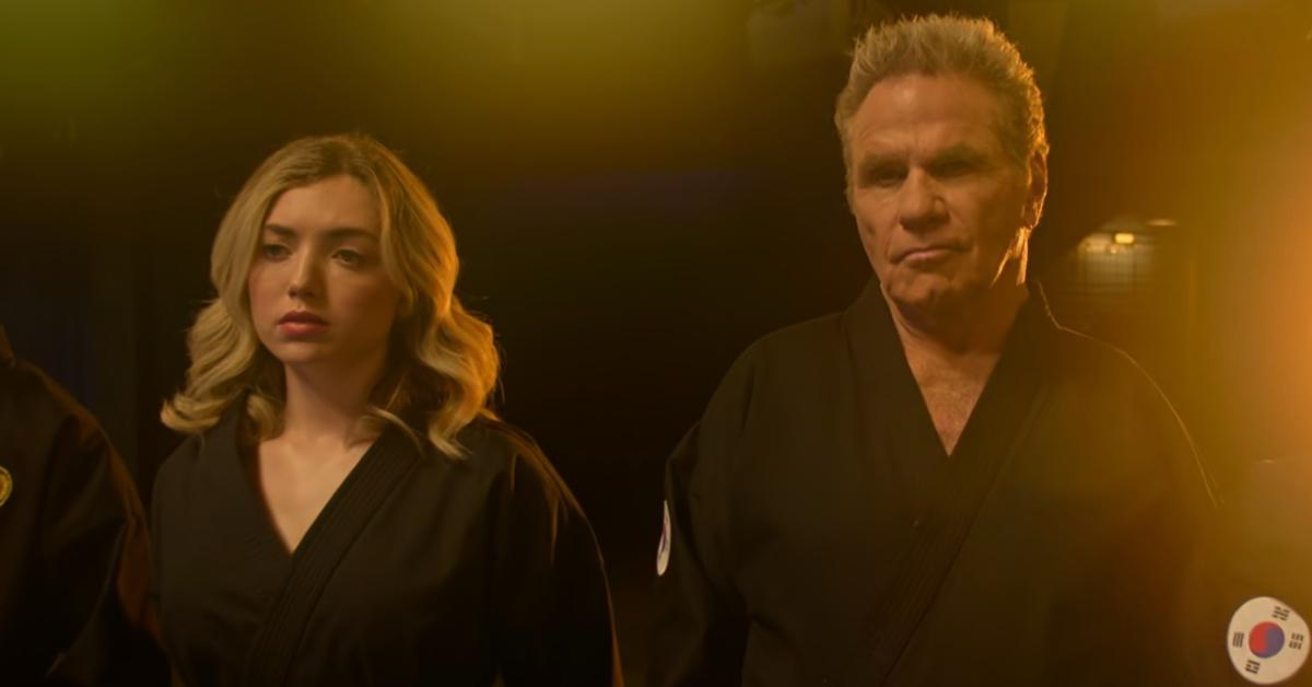 Peyton List as Tory Nichols and Martin Kove as John Kreese in Season 6, Episode 5 of 'Cobra Kai.'