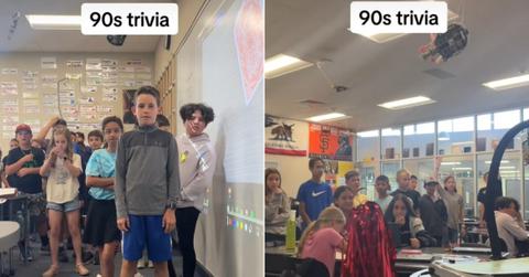 90s trivia with elementary school class