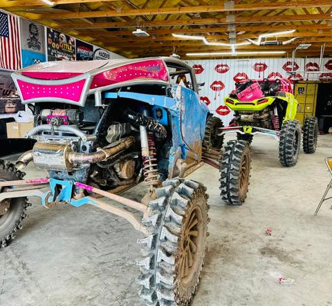 Bryce Sparks's ATVs in his garage