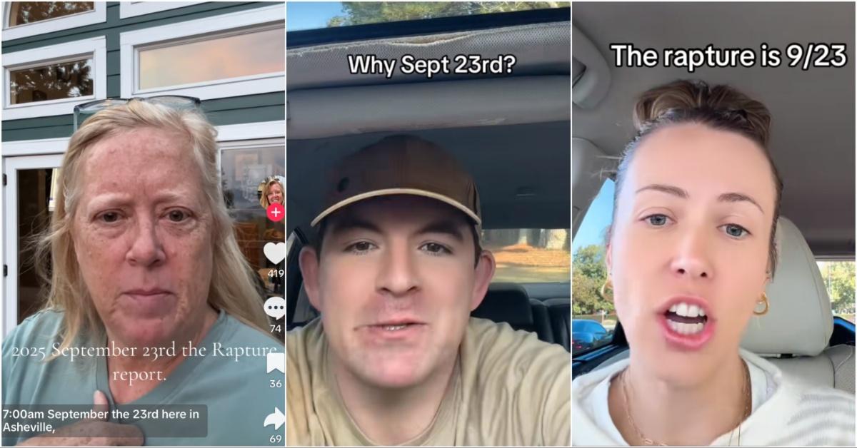 Collage of screenshots of videos from RaptureTok via TikTok