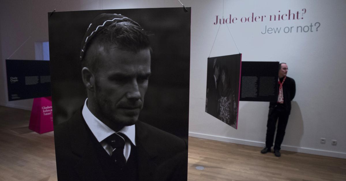 A photograph of David Beckham in the "The Whole Truth... everything you always wanted to know about Jews" exhibition at Berlin's Jewish Museum in 2013