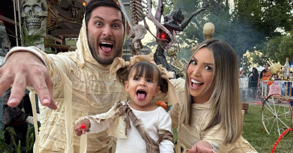 Brock Davies, Summer Moon, and Scheana Shay in mummy costumes