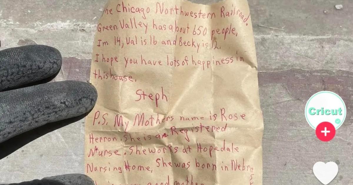 couple finds old note in wall during house renovations on tiktok