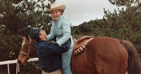 Nancy Reagan on a horse