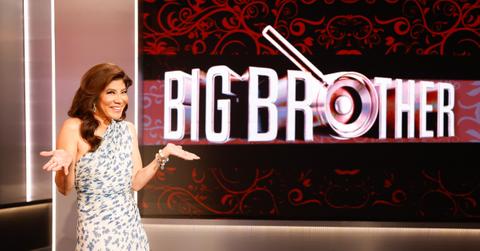 Host Julie Chen Moonves posts next to the 'Big Brother' logo